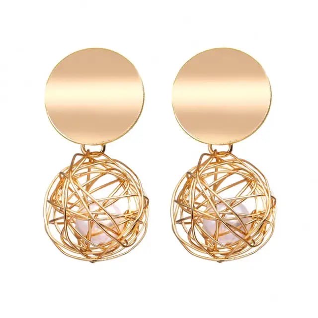 Golden Orb Drop Earrings