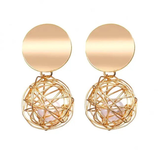 Golden Orb Drop Earrings